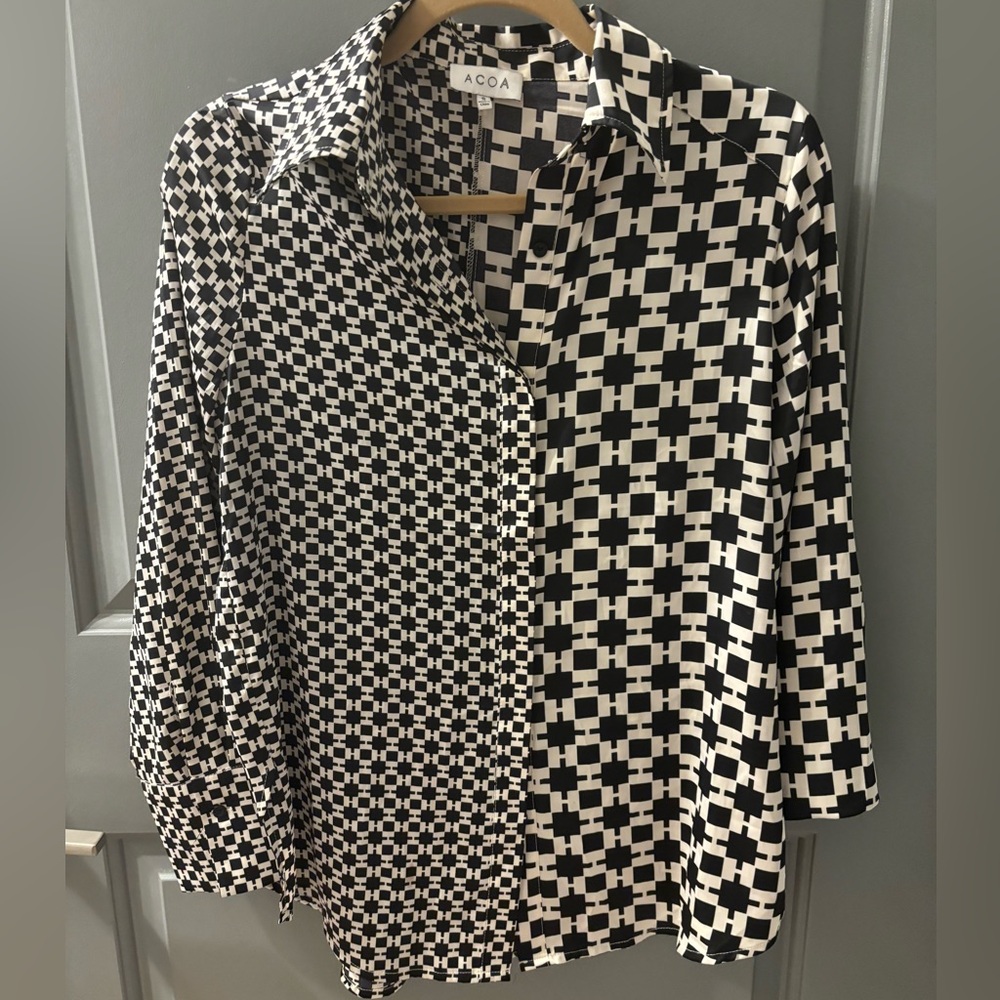 Black And White Geometric Button Up - image 1